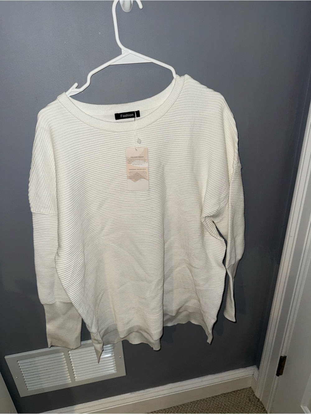 Creation Concept Ivory Ribbed Oversized Knit Sweater NWT